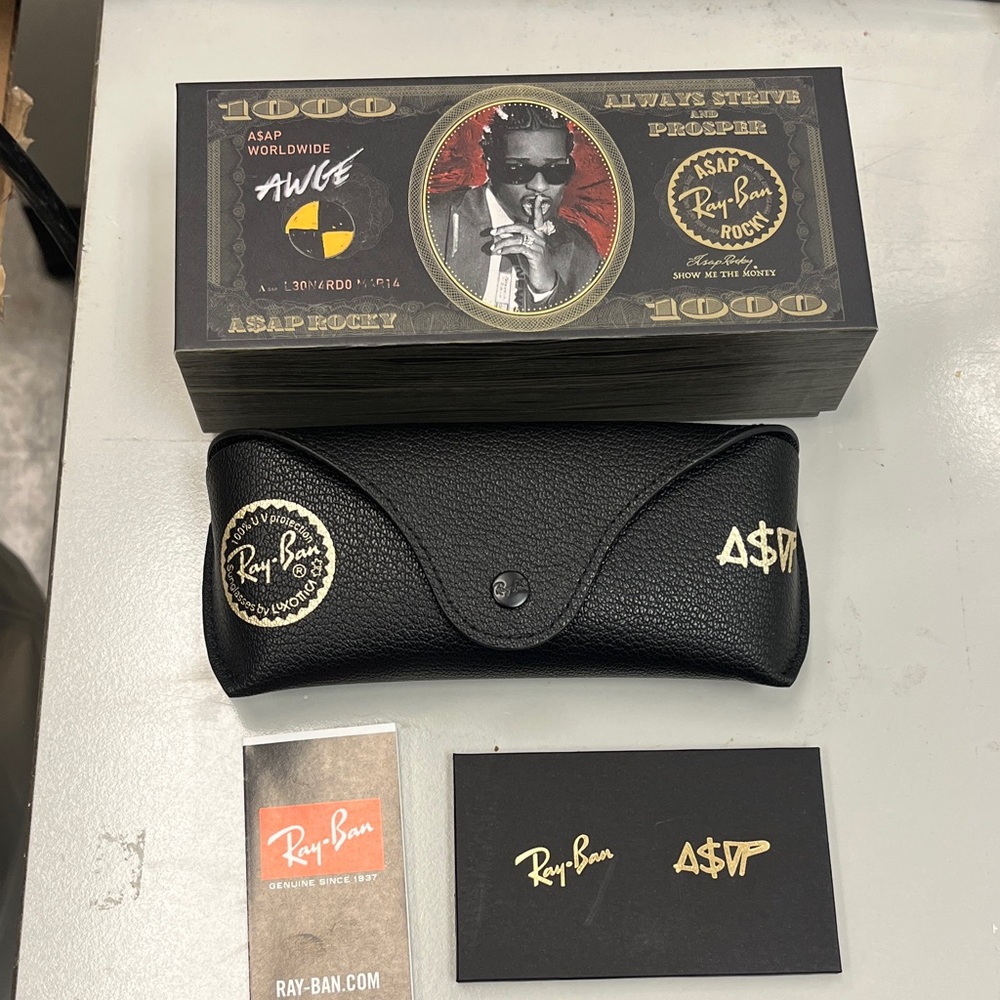 A$AP Rocky Ray-Ban Black Sunglasses Case with Gold Accents
